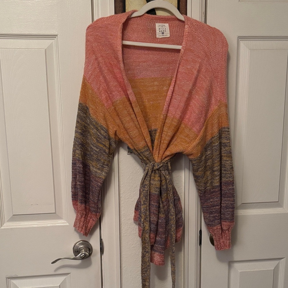 Billabong Pink and Orange Striped Cardigan